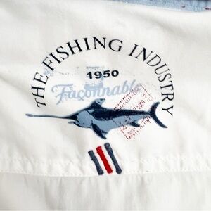 Facunnable Men's Button Down Shirt White Blue EUC NEW Fishing shirt